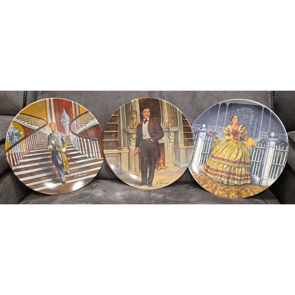 1854 Knowles 'Gone With The Wind' Collector Plates Set of 3 Raymond Kursar